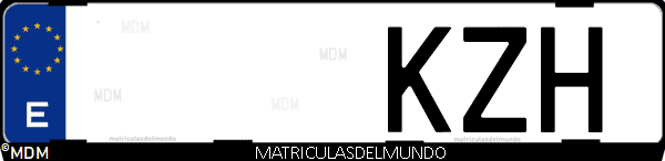 Imágen de matrícula de coche con letras KZH de España