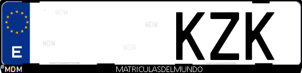 Imágen de matrícula de coche con letras KZK de España