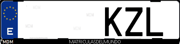 Imágen de matrícula de coche con letras KZL de España