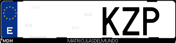 Imágen de matrícula de coche con letras KZP de España