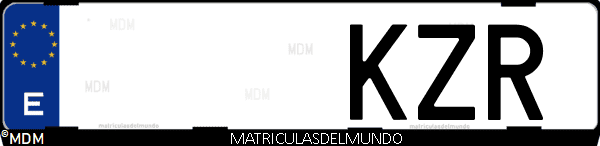 Imágen de matrícula de coche con letras KZR de España