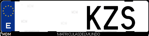 Imágen de matrícula de coche con letras KZS de España