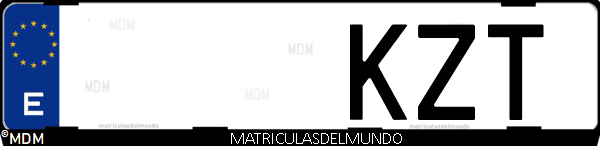 Imágen de matrícula de coche con letras KZT de España