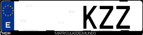 Imágen de matrícula de coche con letras KZZ de España