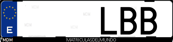 Imágen de matrícula de coche con letras LBB de España
