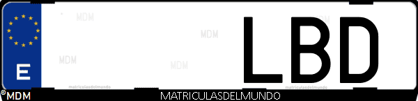 Imágen de matrícula de coche con letras LBD de España