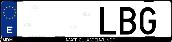 Imágen de matrícula de coche con letras LBG de España