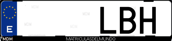 Imágen de matrícula de coche con letras LBH de España