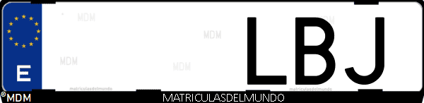 Imágen de matrícula de coche con letras LBJ de España