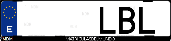 Imágen de matrícula de coche con letras LBL de España