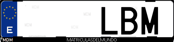 Imágen de matrícula de coche con letras LBM de España