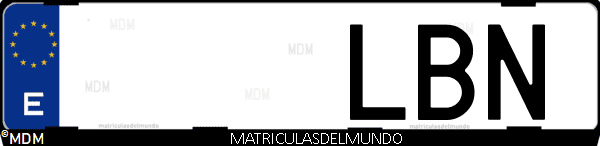 Imágen de matrícula de coche con letras LBN de España