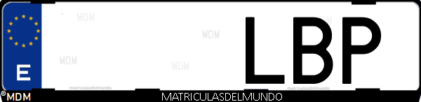 Imágen de matrícula de coche con letras LBP de España