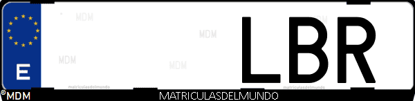 Imágen de matrícula de coche con letras LBR de España