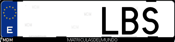 Imágen de matrícula de coche con letras LBS de España