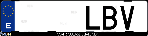 Imágen de matrícula de coche con letras LBV de España