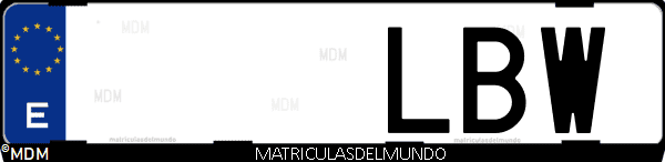 Imágen de matrícula de coche con letras LBW de España