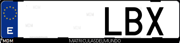 Imágen de matrícula de coche con letras LBX de España