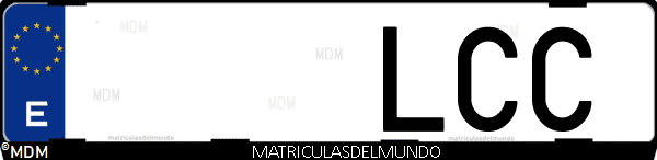 Imágen de matrícula de coche con letras LCC de España