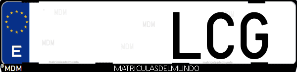 Imágen de matrícula de coche con letras LCG de España