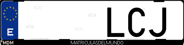 Imágen de matrícula de coche con letras LCJ de España