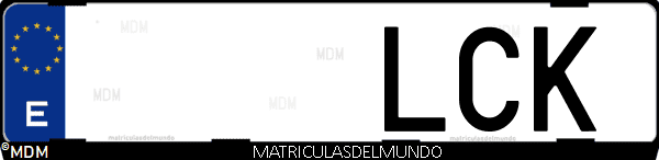 Imágen de matrícula de coche con letras LCK de España