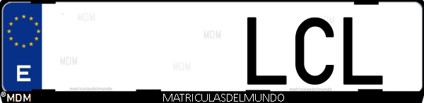 Imágen de matrícula de coche con letras LCL de España