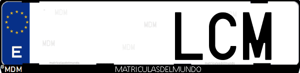 Imágen de matrícula de coche con letras LCM de España
