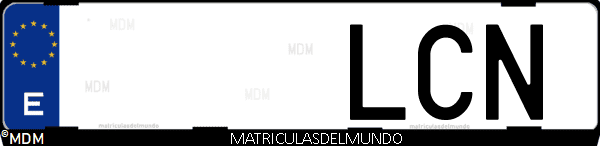 Imágen de matrícula de coche con letras LCN de España