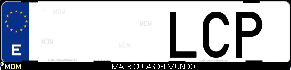 Imágen de matrícula de coche con letras LCP de España