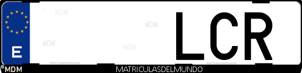Imágen de matrícula de coche con letras LCR de España