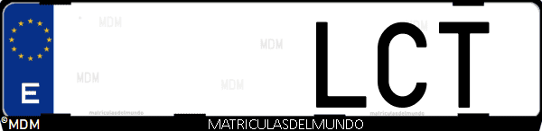Imágen de matrícula de coche con letras LCT de España