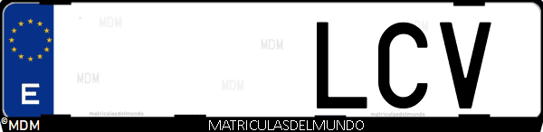 Imágen de matrícula de coche con letras LCV de España