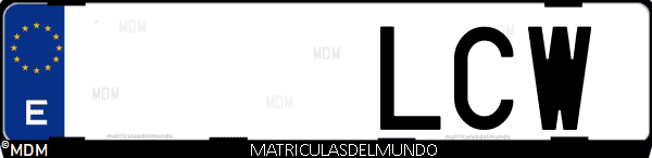 Imágen de matrícula de coche con letras LCW de España