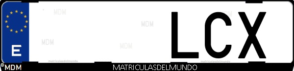 Imágen de matrícula de coche con letras LCX de España