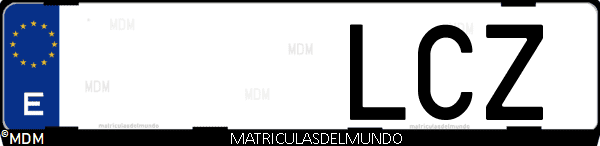 Imágen de matrícula de coche con letras LCZ de España