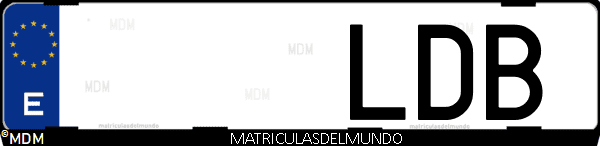 Imágen de matrícula de coche con letras LDB de España