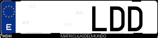 Imágen de matrícula de coche con letras LDD de España