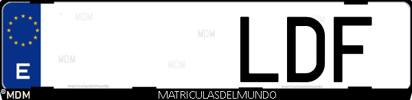 Imágen de matrícula de coche con letras LDF de España
