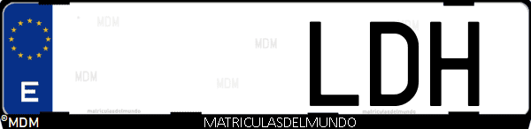 Imágen de matrícula de coche con letras LDH de España