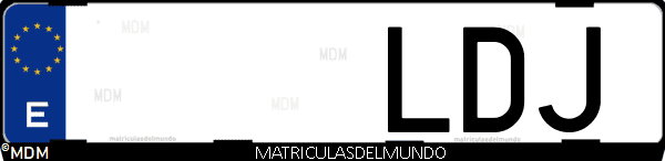 Imágen de matrícula de coche con letras LDJ de España