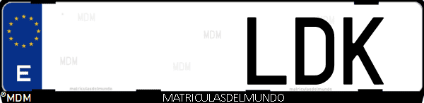 Imágen de matrícula de coche con letras LDK de España