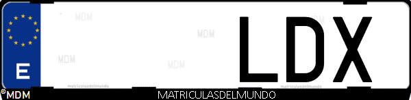 Imágen de matrícula de coche con letras LDX de España