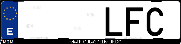 Imágen de matrícula de coche con letras LFC de España