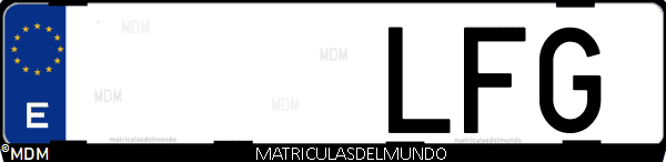 Imágen de matrícula de coche con letras LFG de España