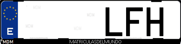 Imágen de matrícula de coche con letras LFH de España
