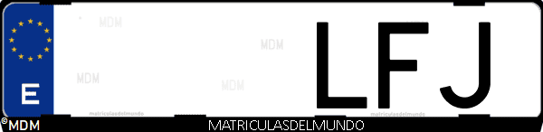 Imágen de matrícula de coche con letras LFJ de España