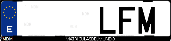 Imágen de matrícula de coche con letras LFM de España
