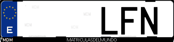 Imágen de matrícula de coche con letras LFN de España