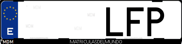 Imágen de matrícula de coche con letras LFP de España